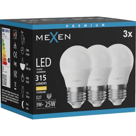 Mexen Nova 3x Ampoule LED E27, G45, 3W, Chaude - 3000K, 315 lm - L101-E27-0330-01x03