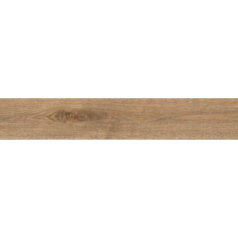 Mexen Wood Ville Grès marron émaillé rectifié G1, carreau de sol et mural aspect bois 120 x 20 cm, carving