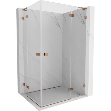 Mexen Lunar L Duo cabine de douche à charnière droite 110 x 85 cm, transparent, or rose - 834L-110P-085L-60-00 (1/3)