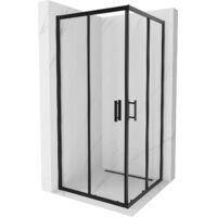 Mexen – Cabine de douche carrée 90 x 90 cm – Verre trempé transparent 6 mm – Finition noire – Portes coulissantes – 8600900907000