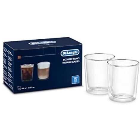 De'Longhi Set Bicchieri Termici di Vetro a Doppia Parete, Vetro Resistente in Borosilicato, Confortevole da Tenere, Senza Condensazione, Lavabile in Lavastoviglie, Capacità 400ml, DLSC318 (1/3)