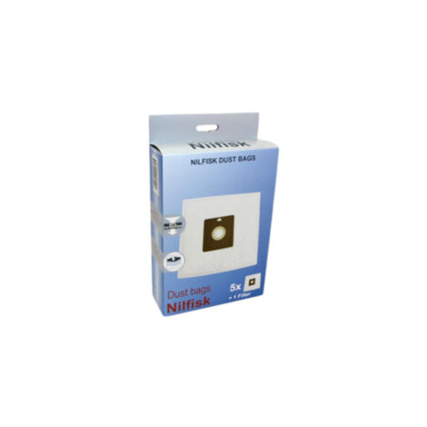 Scatola di 5 sacchi con filtro da 1 taglio/compatto/gotta/force per nilfisk 78602600 aspirapolvere, 22422400