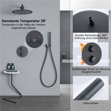 Schwarz Unterputz Duscharmatur Set Mit Thermostat Ibox Kopfbrause Regendusche