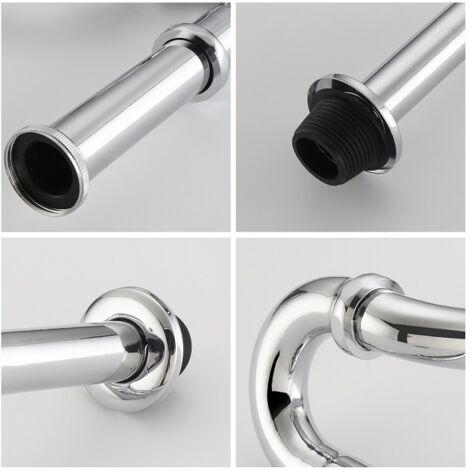 Abflussrohr-Set Für Waschbecken – Geruchsdichter Siphon, Verstellbar 28-100 Cm, Mit Stöpsel, Schwarz
