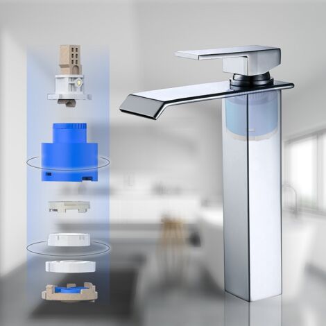 JIEBAO Wasserfall-Wasserhahn – Einhandmischer Für Waschbecken, Chrom, Rund, Freistehend, 5 Jahre Garantie JIEBAO Wasserfall-Wasserhahn – Einhandmischer Für Waschbecken, Chrom, Rund, Freistehend, 5 Jahre Garantie