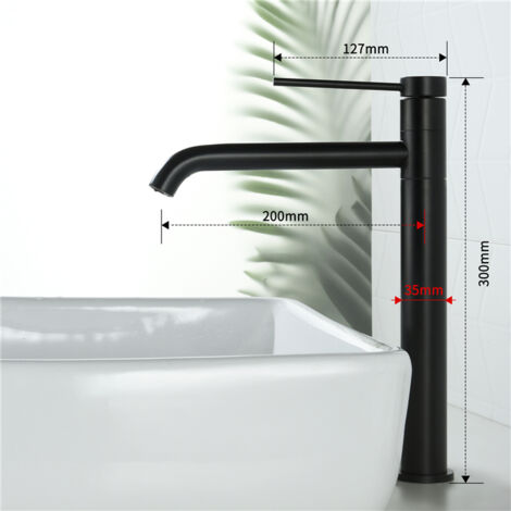 Wasserhahn Bad aus Edelstahl Badarmatur wassersparend mit Hohe Ausflauf Mischbatterien 360° Schwenkbar Waschtischarmatur, Schwarz