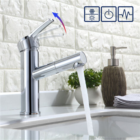 Waschtisch Armatur Wasserhahn Bad mit ausziehbarem Brause Mischbatterie Bad Waschbeken Einhebelmischer Armatur Waschtischarmatur