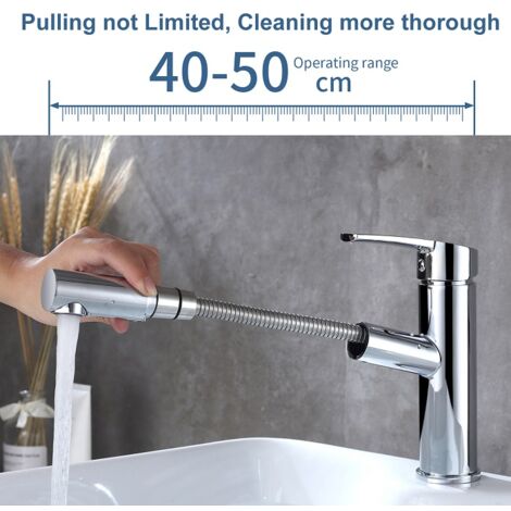 Waschtisch Armatur Wasserhahn Bad mit ausziehbarem Brause Mischbatterie Bad Waschbeken Einhebelmischer Armatur Waschtischarmatur