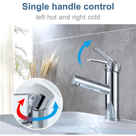 Waschtisch Armatur Wasserhahn Bad mit ausziehbarem Brause Mischbatterie Bad Waschbeken Einhebelmischer Armatur Waschtischarmatur