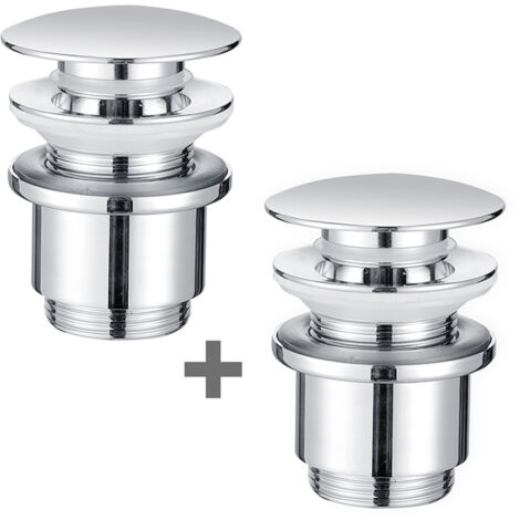 2X Universal Ablaufgarnitur Pop-Up Ventil 1 1/4 Zoll aus Messing mit/ohne Überlauf Abflussgarnitur für Waschtisch/Waschbecken (1/5)