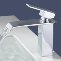 Waschtischarmatur Wasserfall Wasserhahn Bad chrom Kaltes und Heißes Badarmatur Wasserhahn Waschbecken für Badezimmer Einhebelmischer Waschbeckenarmatur Brass