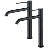 2X Wasserhahn Bad aus Edelstahl Badarmatur Schwarz Waschbecken Armatur mit hohe Ausflauf Mischbatterien 360° Schwenkbar Waschtischarmatur Schwarz