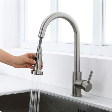 Rubinetti da Cucina con Doccetta Estraibile Miscelatori da Cucina Rubinetto per Lavello Cucina  Miscelatore Cucina 2 Getti Girevole a 360°