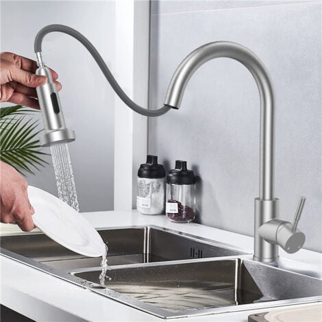 Rubinetti da Cucina con Doccetta Estraibile Miscelatori da Cucina Rubinetto per Lavello Cucina  Miscelatore Cucina 2 Getti Girevole a 360°