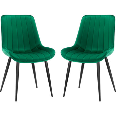 LEWE Set 4 Sedie Da Pranzo Con Schienale Alto – Imbottite In Tessuto Tecnologico, Gambe In Metallo - 2