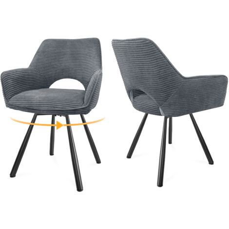 LEWE Set Di 2 Sedie Da Pranzo, Sedia A Forma Di Conchiglia In Ciniglia E Gambe In Metallo 87545789