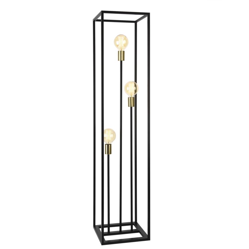 Lampada da terra moderna oro con braccio da lettura incl. LED e dimmer - Divo