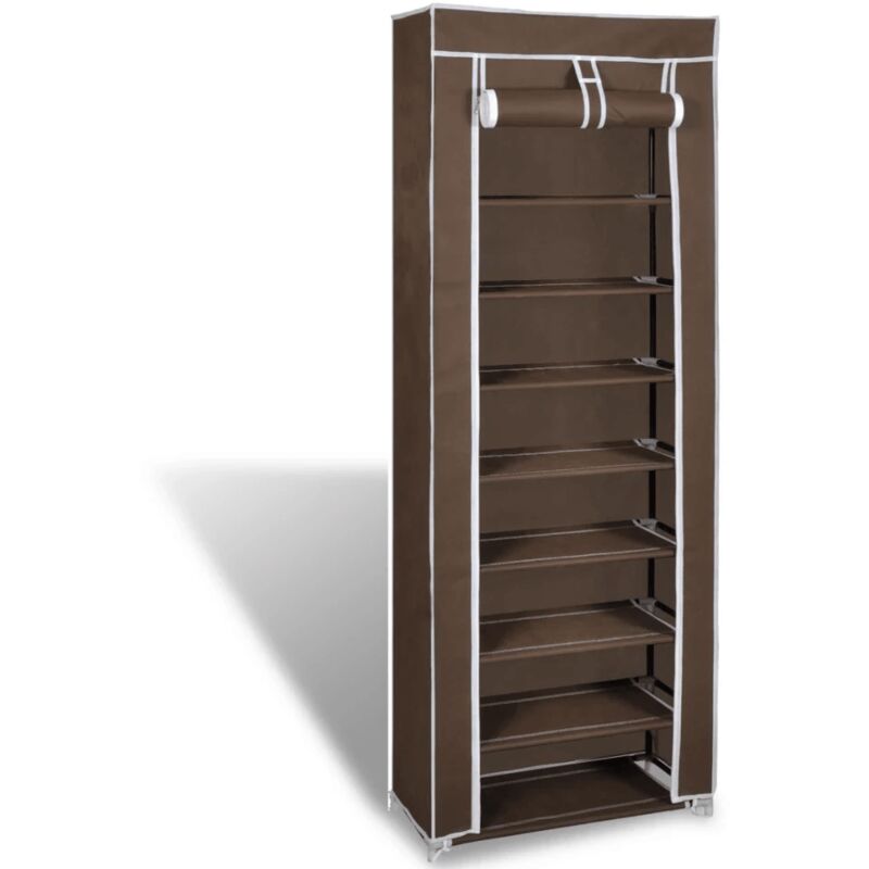 Scarpiera Industriale Relaxdays Con 3 Ante – 140×60×24 Cm, 14 Paia, Divisori Regolabili, Vano A Giorno, Marrone, Per Corridoi Stretti