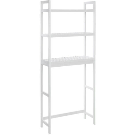 Mobiletto Portaoggetti Sopra WC Meadaro | Bianco 63x21x172 Cm | Con Ripiano Regolabile E Ante | Organizer Da Bagno