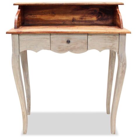 Tavolo da ufficio mobile da lavoro per computer in legno massello di recupero 80 x 40 x 92 cm (1/5)