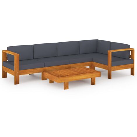 VIDAXL - Set Divani Giardino 9 Posti Cuscini Grigi Scuro Massello