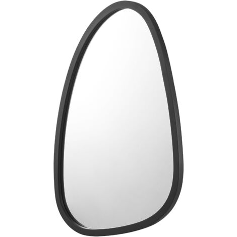 Specchio Da Parete Asimmetrico Con Cornice In Legno Rivestita In Flanella, 81,3x61 Cm, Design Irregolare, Per Soggiorno, Bagno, Ingresso, Colore Arancione - 2