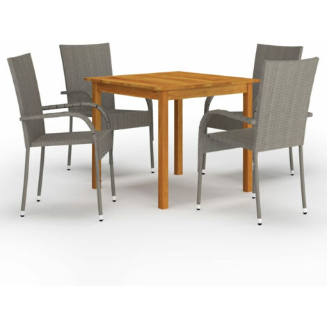 Set da pranzo da giardino per esterni 5 pezzi mobili grigi 020013786 (1/5)