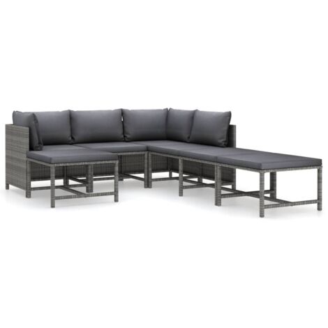 Mobili Da Giardino Mobili Da Esterno Set Di Mobili Da 7 Pezzi Con Cuscini In Resina Intrecciata Grigia 80467860