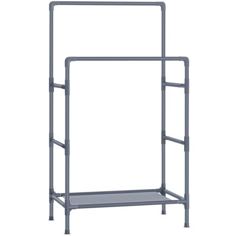 Appendiabiti JURMERRY A Due Livelli In Metallo Nero - Stendiabiti Con Ripiani, Libero In Piedi, Dimensioni 46x110x157 Cm