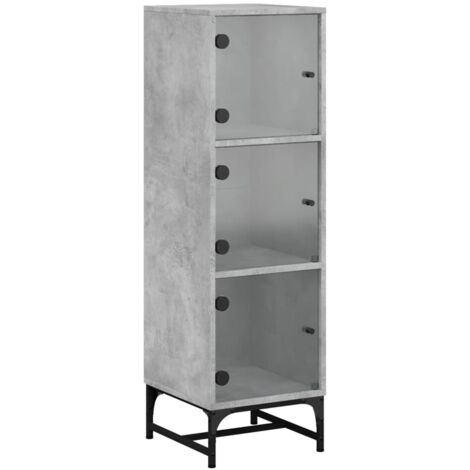 ChooChoo Credenza Buffet In Stile Fattoria - Armadio Con Ante In Vetro Acrilico, 2 Cassetti, Nero, Per Soggiorno E Cucina - 3
