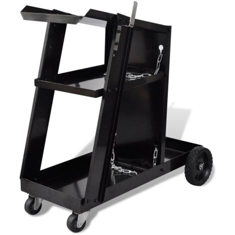 Carrello per stazione di saldatura con 3 ripiani neri attrezzi garage officina fai da te 3402079