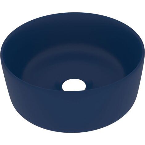 Lavabo Ovale In Ceramica Blu Scuro Opaco 40x33cm - Lusso Per Bagno Moderno