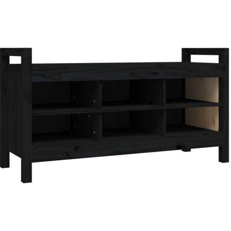 Panca da ingresso 110 x 40 x 60 cm in legno di pino massiccio nero