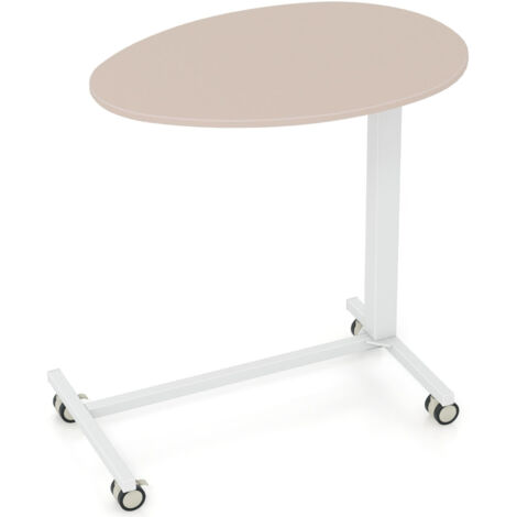 Tavolino da Letto Mobile con Scrivania Ribaltabile e 4 Ruote Nascoste, Scrivania per Laptop, Ruote Regolabili in Altezza e Angolazione con Portabicchieri, Scrivania Portatile da Letto, Bianco | IT