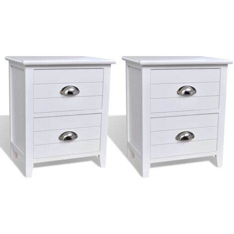 Set di 2 comodini - Comodino con 2 cassetti e ripiano - bianco - per