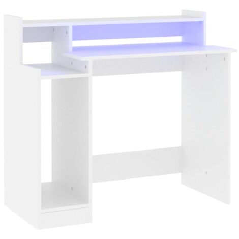 Scrivania,Scrivania da Studio,Tavolo Porta PC per Computer con Luci LED