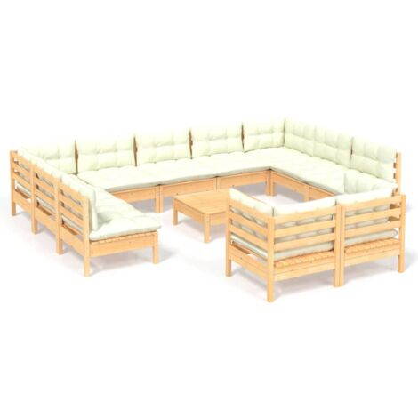 Set Salotto Da Giardino VidaXL In Legno Di Pino Massello – 4 Pezzi Con Cuscini – Modulabile - 3