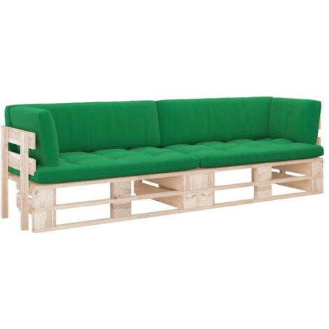 Divano pallet a 2 posti con cuscini in legno di pino impregnato (1/5)