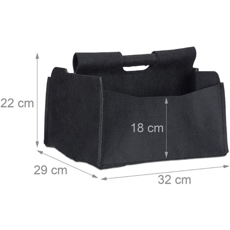 2x Cesto In Feltro Quadrato, HxLxP: 30 X 30 X 30 Cm, Portaoggetti Pieghevole, Con 2 Aperture Per Trasporto Nero 85217318