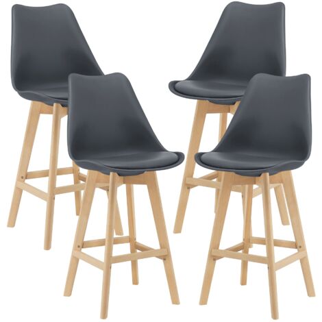 Set 4 Sgabelli Da Bar Sweetcrispy In PU Grigio – Altezza Bancone, Base Metallo E Poggiapiedi, Per Isola Cucina - 3