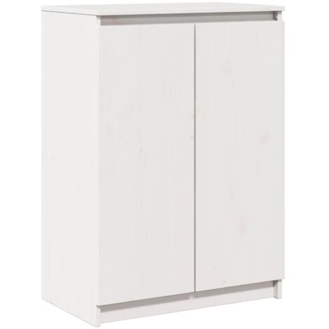 Credenza Campo In Pino Massiccio Laccato Bianco – 5 Cassetti E 2 Ante, Stile Country, Dimensioni 125x76x40 Cm