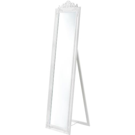 Specchio Da Terra Regolabile In Legno Bianco Opaco | 160x45 Cm | Per Camera E Soggiorno