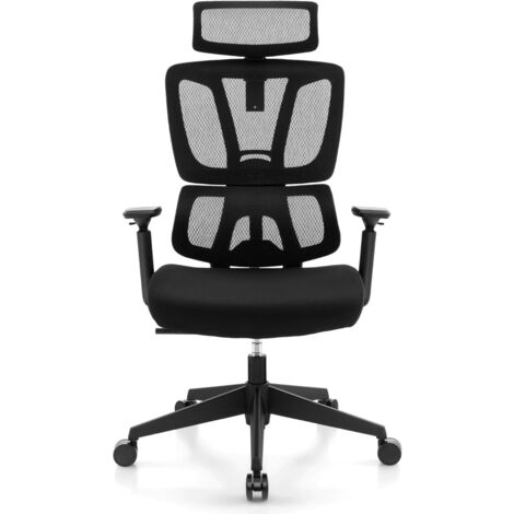 WOLTU Sedia da Ufficio - Poltrona Ergonomica in Rete Traspirante con Supporto Lombare, Schienale
