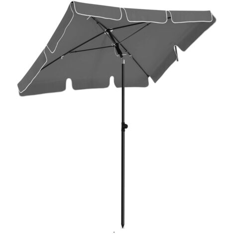 Ombrellone 3x2 Mt Grigio Bianco Rettangolare Da Giardino Antivento Con Manovella 53384619