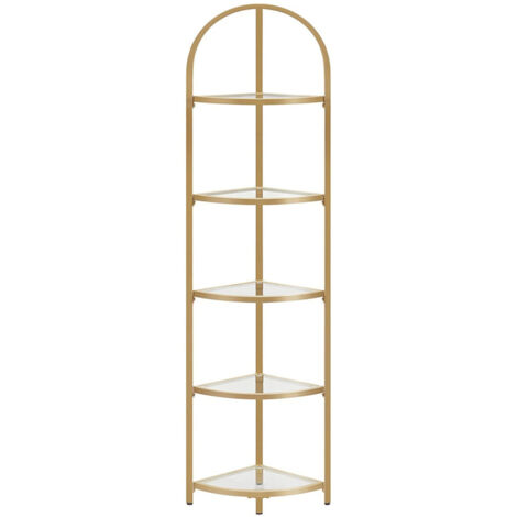 Scaffale Angolare a 6 Ripiani, Supporto Angolare Alto con Luce LED, Mensole da Parete a