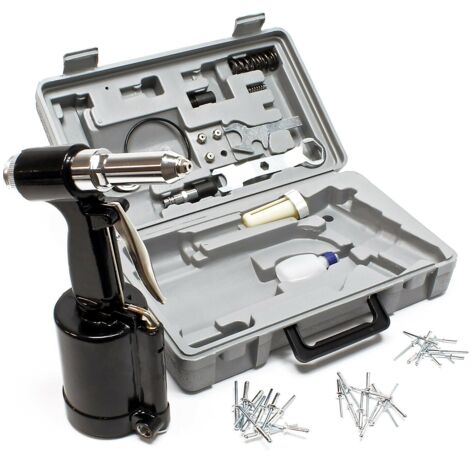 Rivettatrice Pneumatica Professionale Proster - Kit Con 5 Ugelli (2.4-6.4mm), 1780KGF Di Forza, Per Officina E Fai Da Te