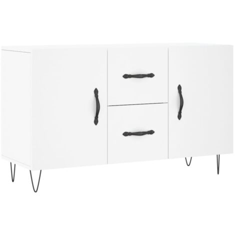 VidaXL Credenza Bianca 101x35x76 Cm In Legno Multistrato: Mobile Contenitore Con 1 Cassetto, 1 Anta E 2 Ripiani - 2