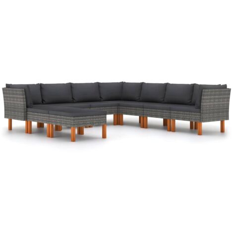 VidaXL Set Giardino In Rattan PE 4 Pezzi: Divano Angolare Componibile, Tavolino E Pouf, Con Cuscini Beige, Marrone