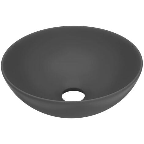 Coprivaso In Ceramica Nero Pianoforte, Rotondo E Basso, Diametro 24 Cm, Per Interni