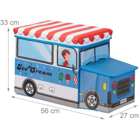 Sgabello pouf cassapanca portagiochi pouf pieghevole per bambini blu